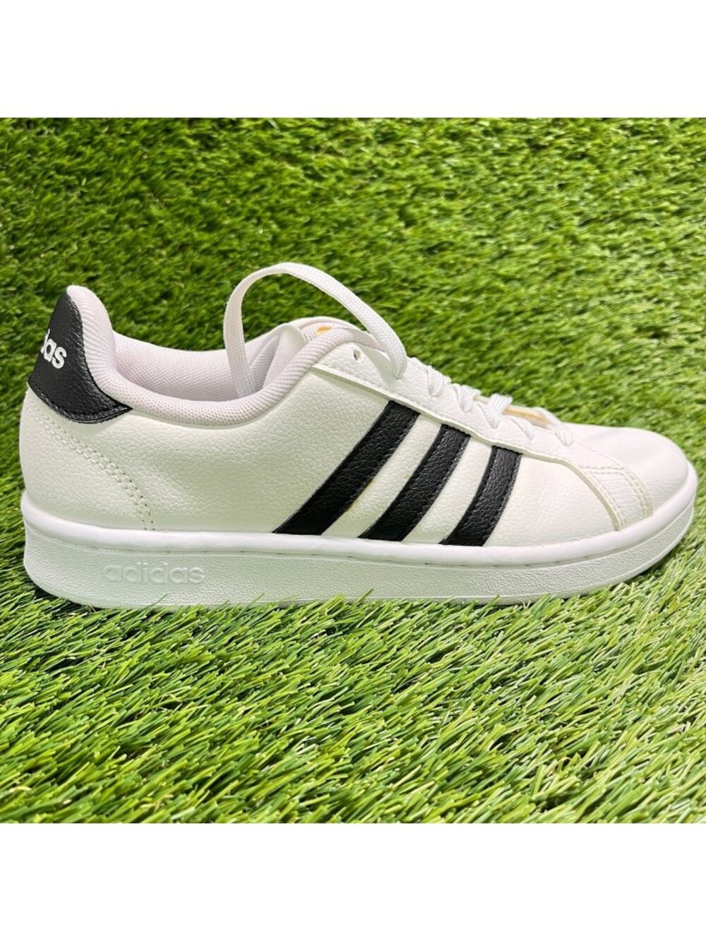 Adidas Grand Court Womens Size 7 White Black Athletic Leather Shoes Sneakers
